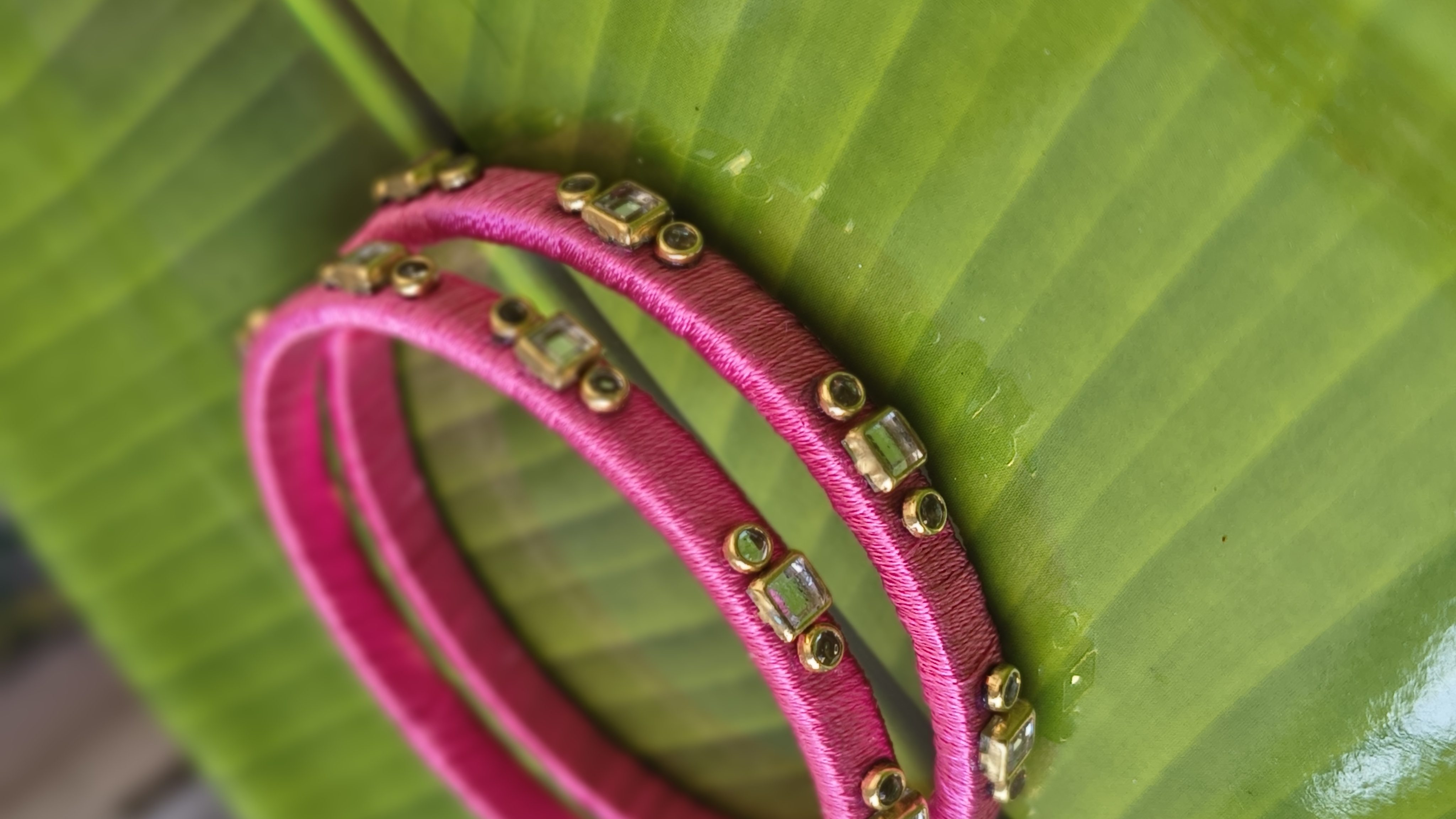 Pink Kundan bangles 1