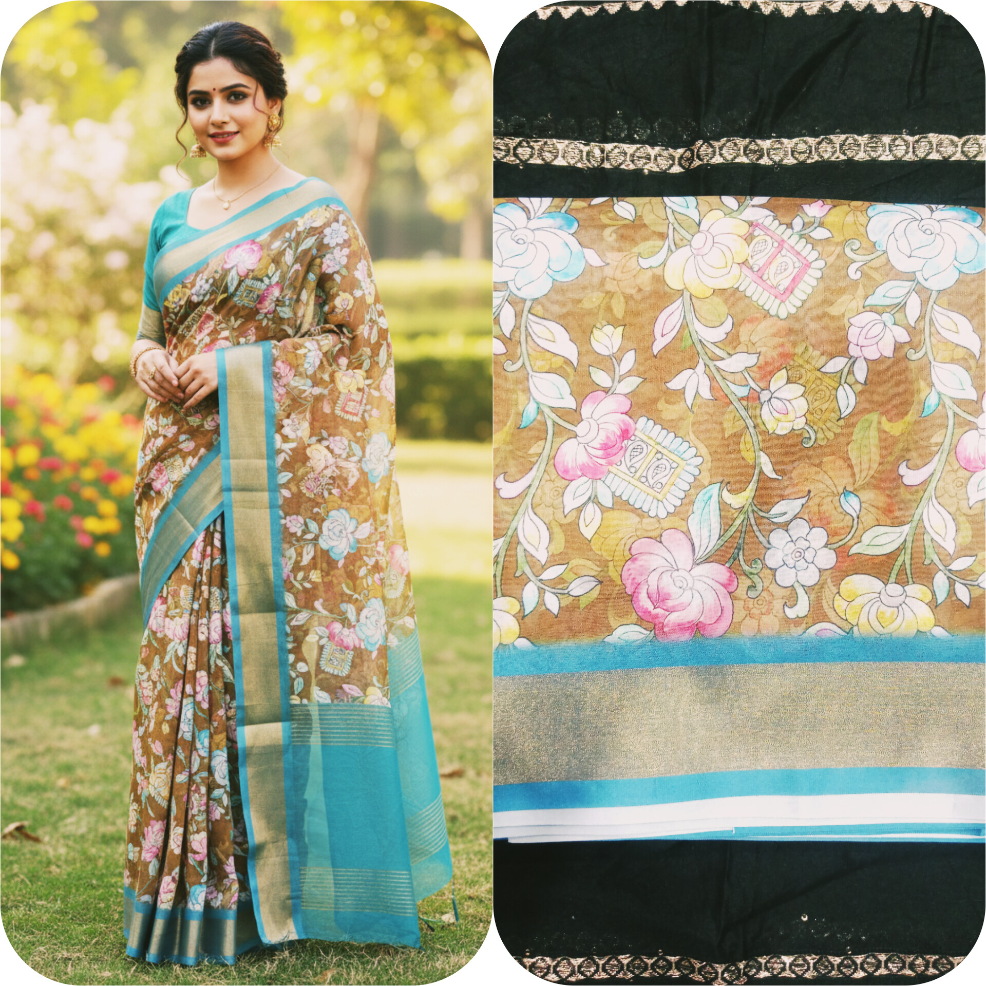 fancy kalamkari saree