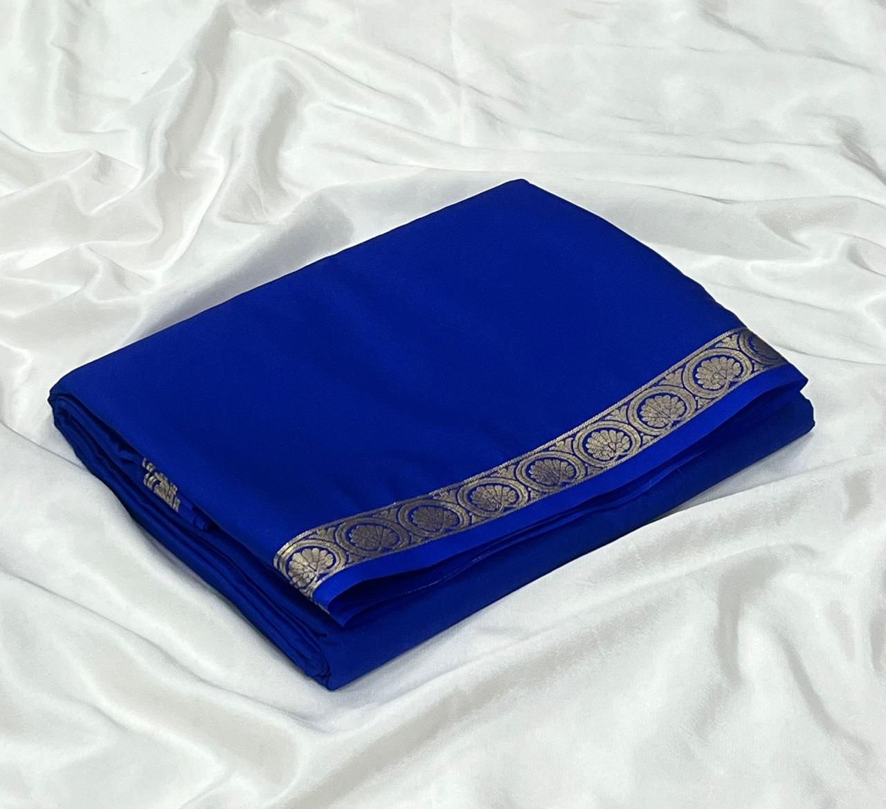 primium Quality semi mysore silk saree with blouse and small jari border