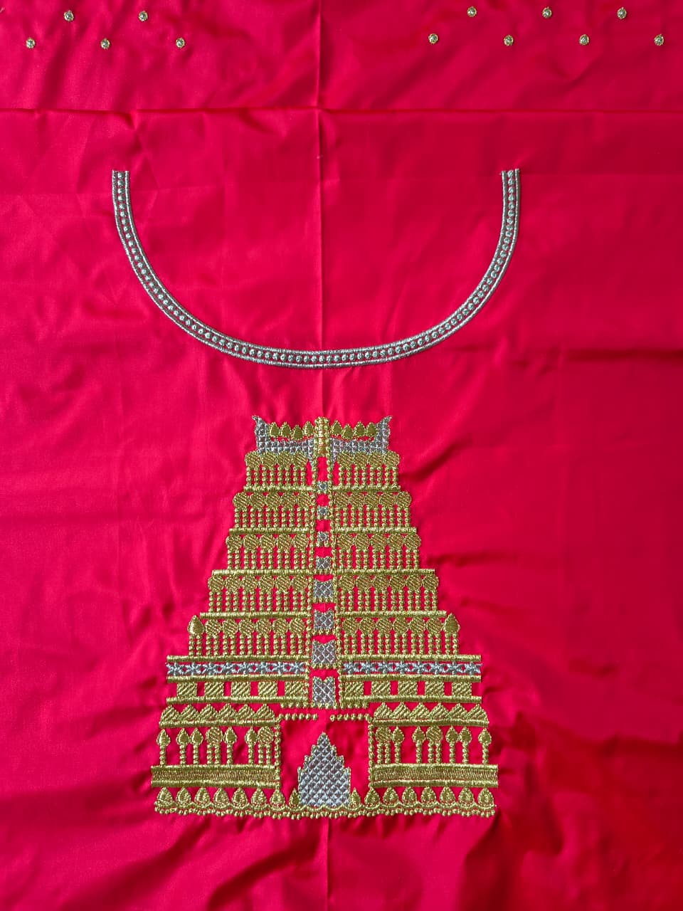 temple design computer embroidery blouse piece