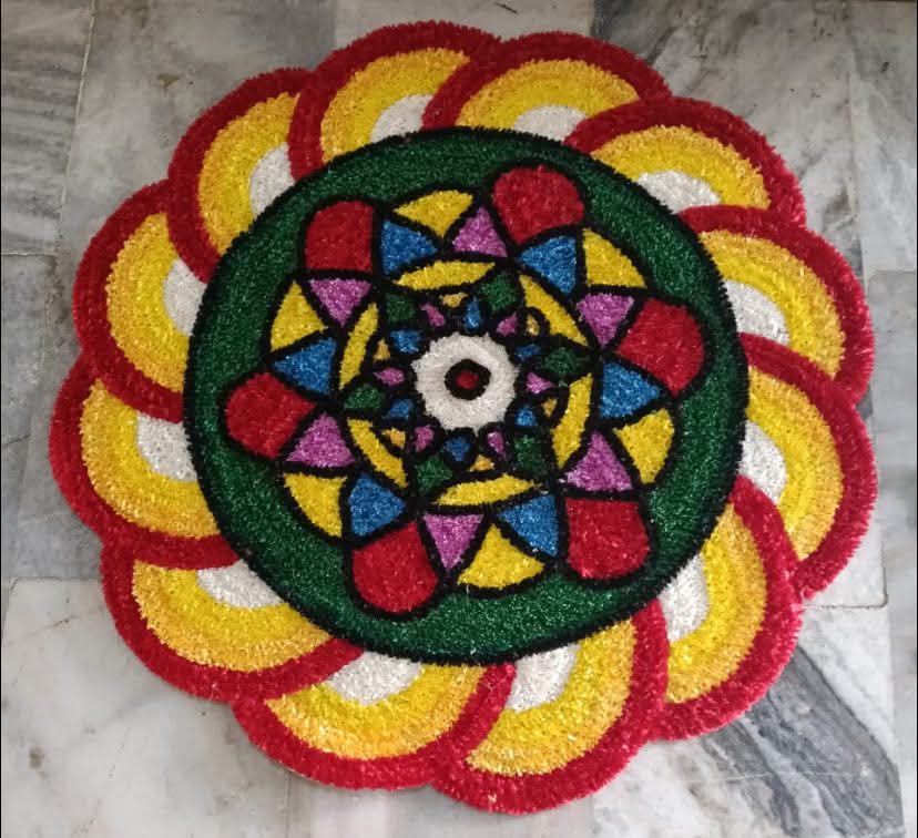 canvas base wool rangoli mats