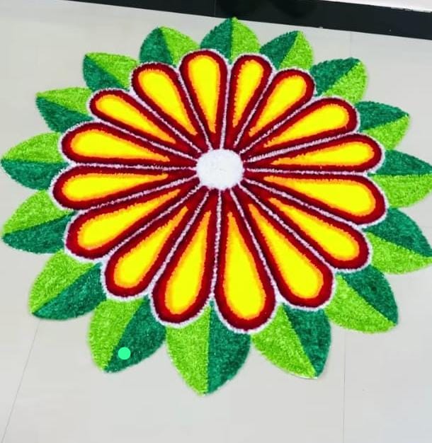 Re usable Canvas base Wool Rangoli mats 3 feet