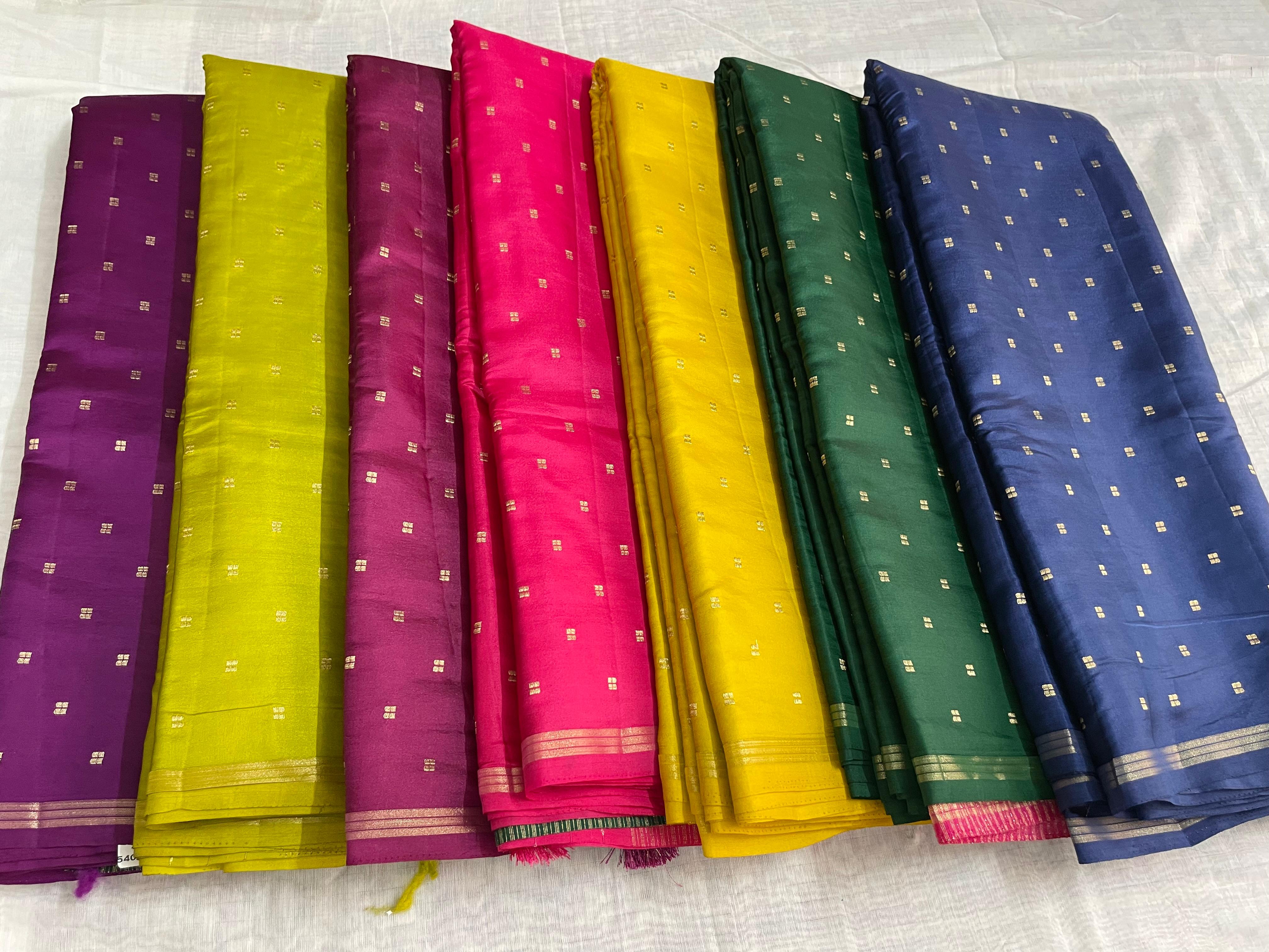 dragon silk saree with contrast blouse