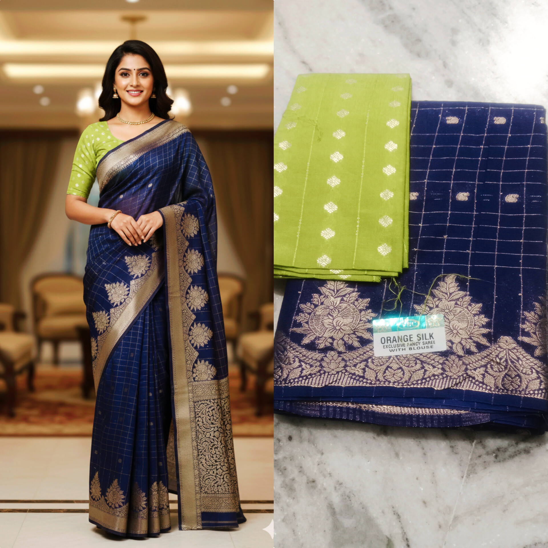 designer checks georgette sarees