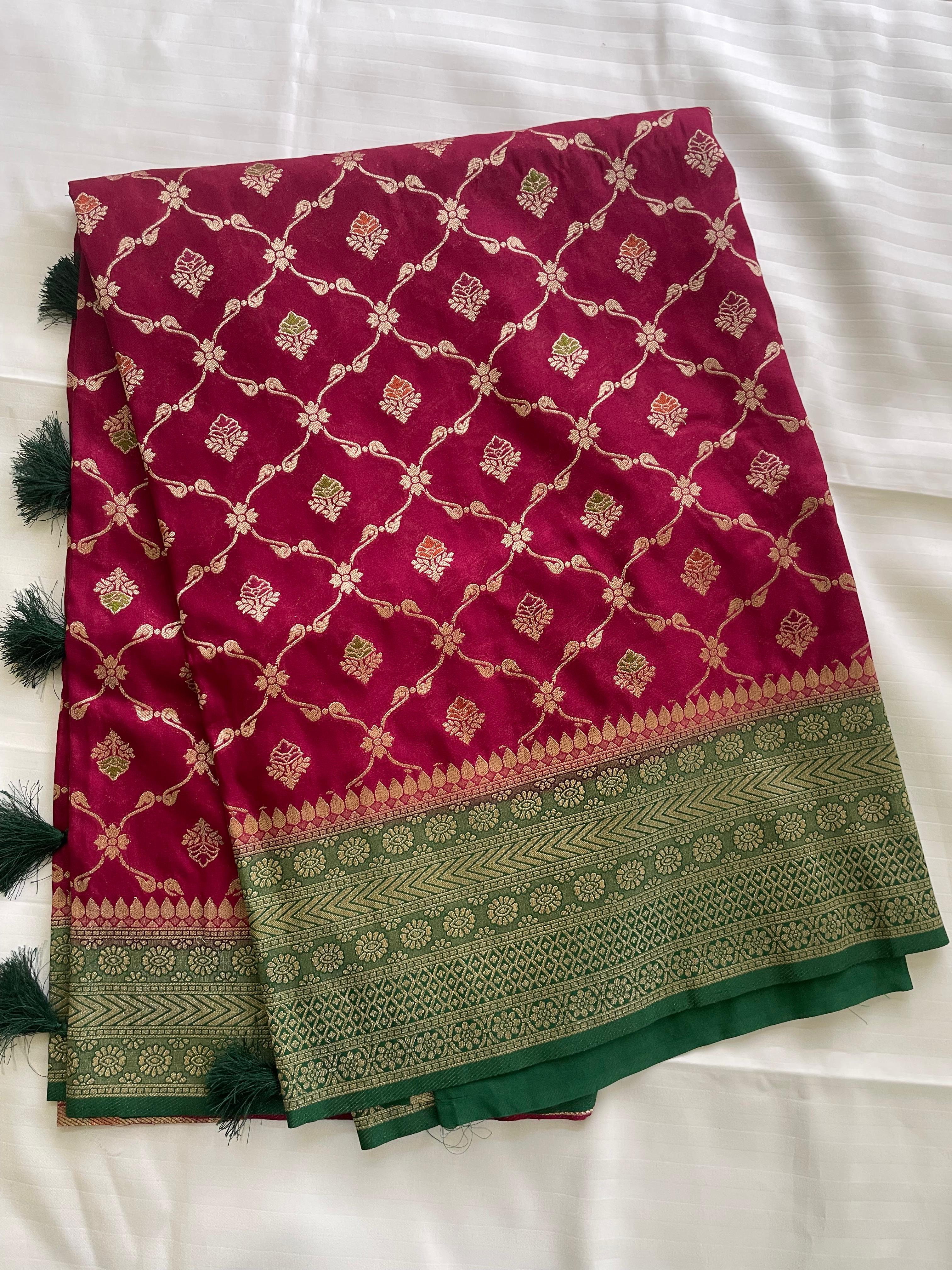 banarasi silk sarees rich pallu and contrast blouse