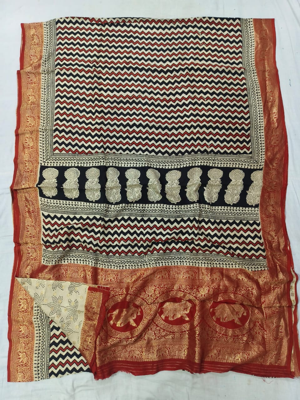 pur ajrakh dola silk saree