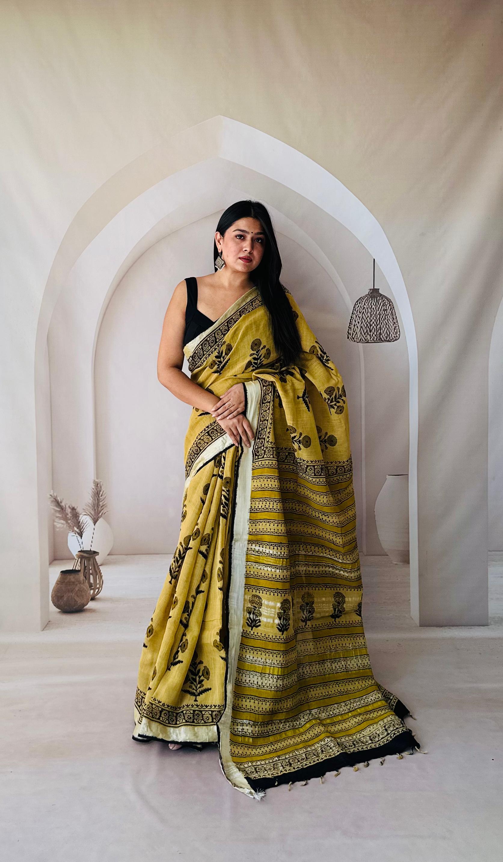 Linen cotton sarees