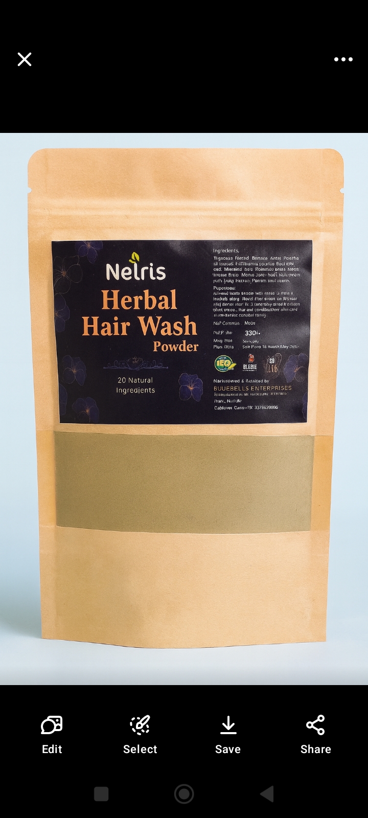 Hair wash shampoo powder