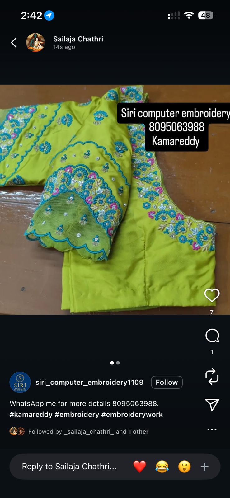 computer embroidery work blouse piece