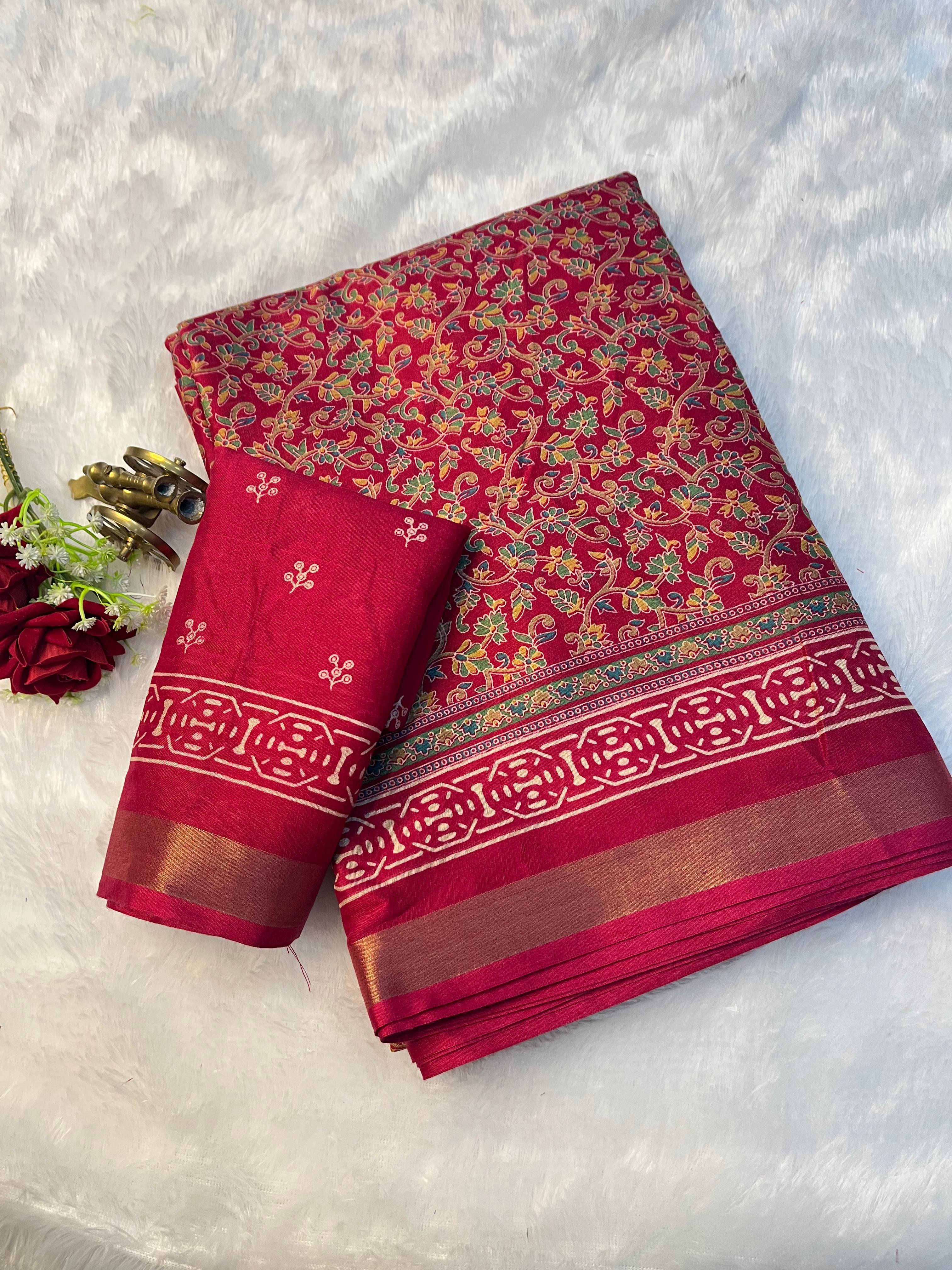 Soft Mangalagiri Mul Mul Cotton Saree with 3Small Jacquard Border  All Over Saree with Blouse Piece.