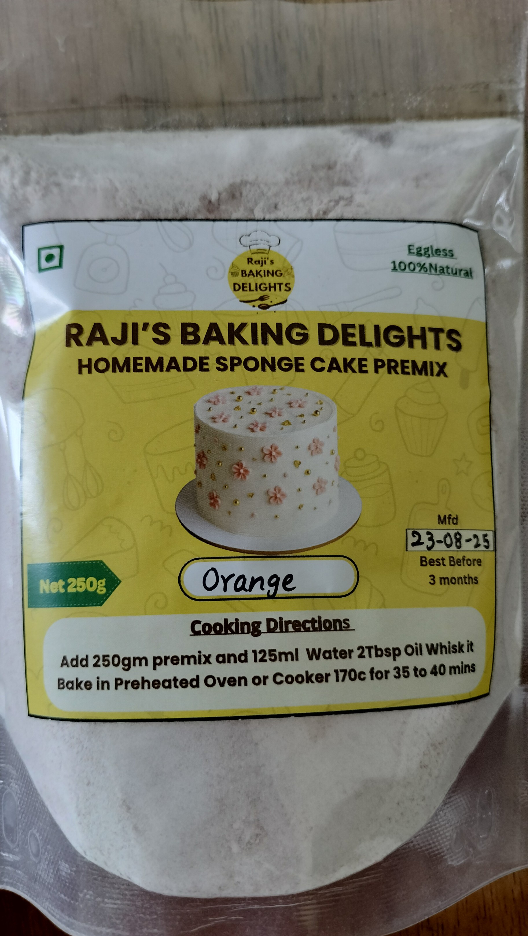 Homemade Orange Sponge Cake Premix remix 250gm