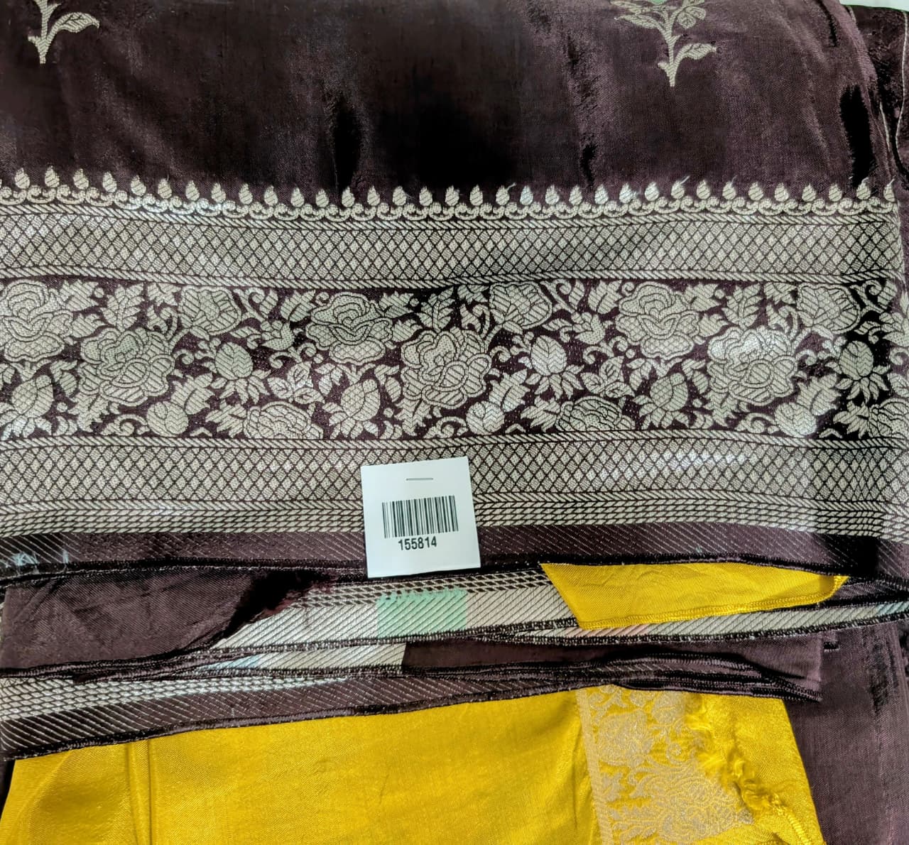 Muniya silk, with contrast blouse and Rich silver zari border two sides and pallu