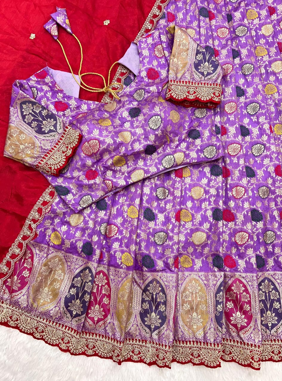 NEW ARRIVAL Lehengha(Stitched) Lehengha Fabric : tissue dolls silk with embroidery cut work lace Lehengha waist : supported up to 42 Flair : 3.50 Meter Length : 41 Inner : Cotton Blouse(Stitched) Fabric : tissue dolla fabric with embroidery Scalloped sleeves Size : Fully stitched size 40 Both side extra margins available so customer can use from 38 to 44 Blouse Length : 15 Sleeve Length : 12 Duppta Chinnon silk duppta with embroidery work with 2.5 meter length -